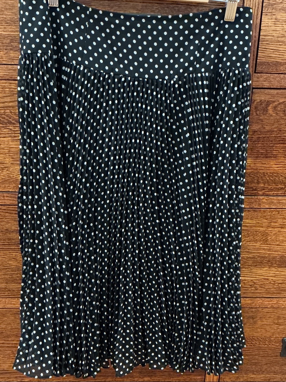 Nanette Lepore Black Polka Dot Pleated Skirt in Excellent Condition